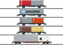 47680 - H0 - 5-tlg. Container-Tragwagen-Set, DB, Ep. IV